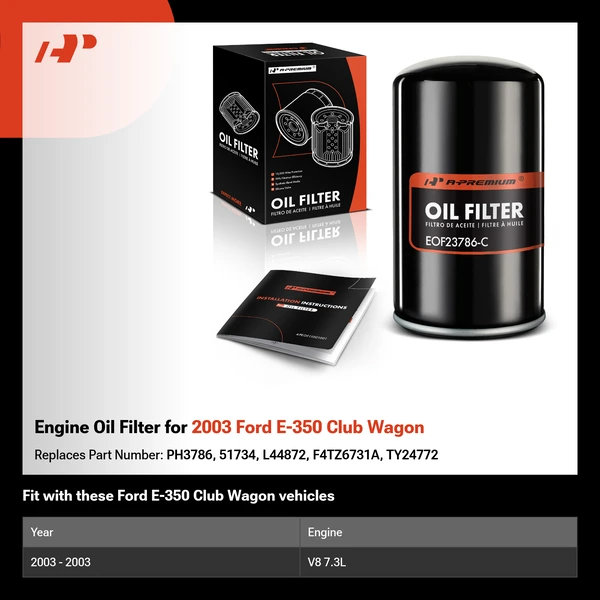 Engine Oil Filter for 2003 Ford E-350 Club Wagon