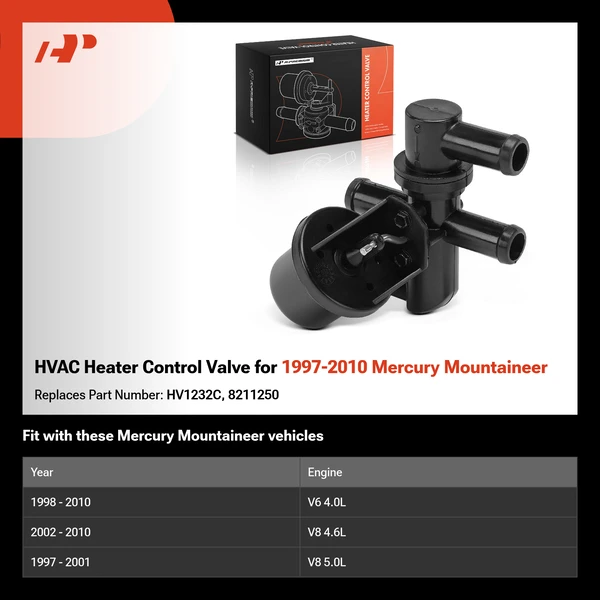 HVAC Heater Control Valve for 1997-2010 Mercury Mountaineer