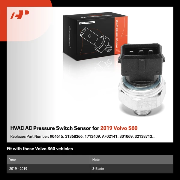 HVAC AC Pressure Switch Sensor for 2019 Volvo S60