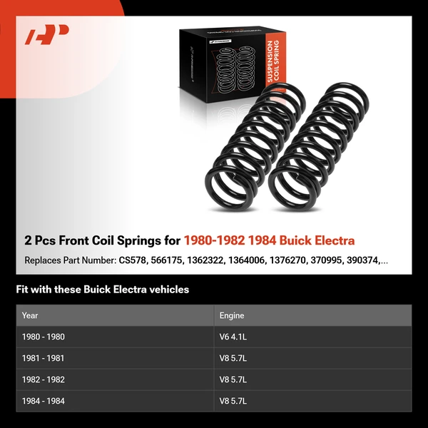 2 Pcs Front Coil Springs for 1980-1982 1984 Buick Electra