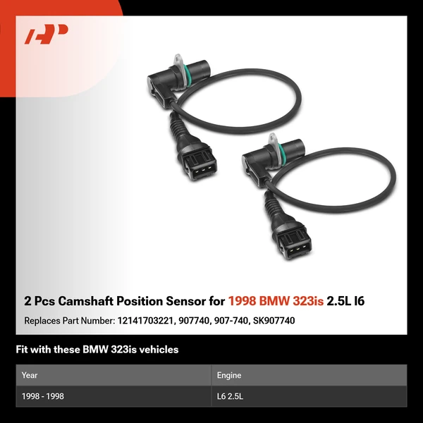 2 Pcs Camshaft Position Sensor for 1998 BMW 323is 2.5L l6