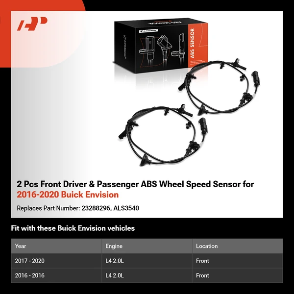 2 Pcs Front Driver & Passenger ABS Wheel Speed Sensor for 2016-2020 Buick Envision
