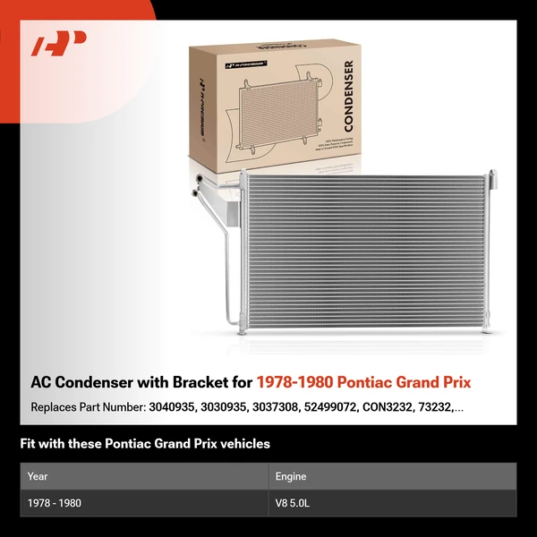 AC Condenser with Bracket for 1978-1980 Pontiac Grand Prix