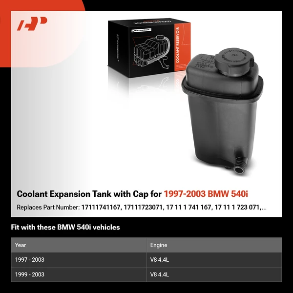 Coolant Expansion Tank with Cap for 1997-2003 BMW 540i