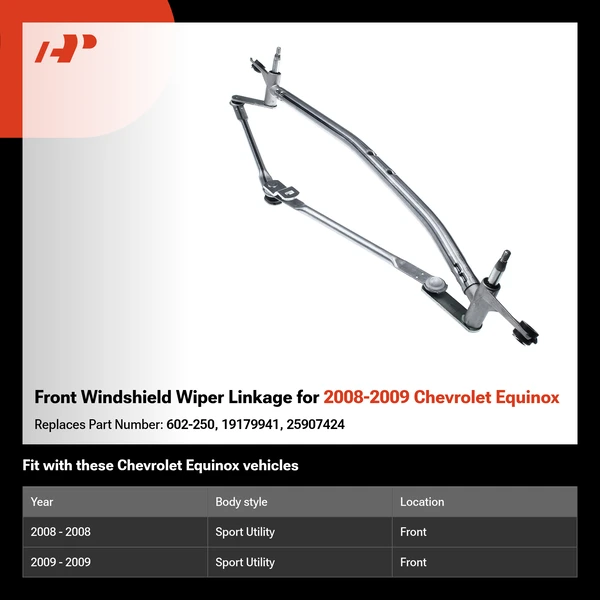 Front Windshield Wiper Linkage for 2008-2009 Chevrolet Equinox
