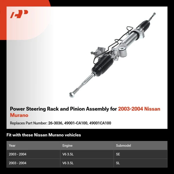 Power Steering Rack and Pinion Assembly for 2003-2004 Nissan Murano