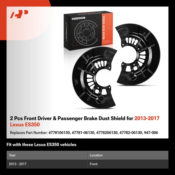 2 Pcs Front Driver & Passenger Brake Dust Shield for 2013-2017 Lexus ES350