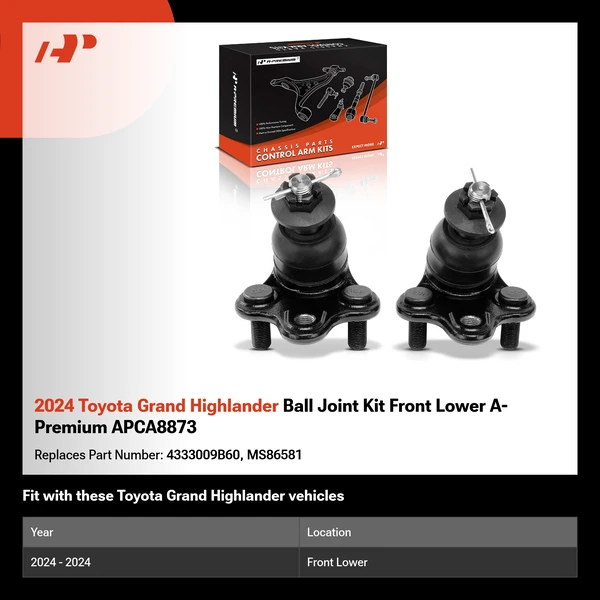 2024 Toyota Grand Highlander Ball Joint Kit Front Lower A-Premium APCA8873