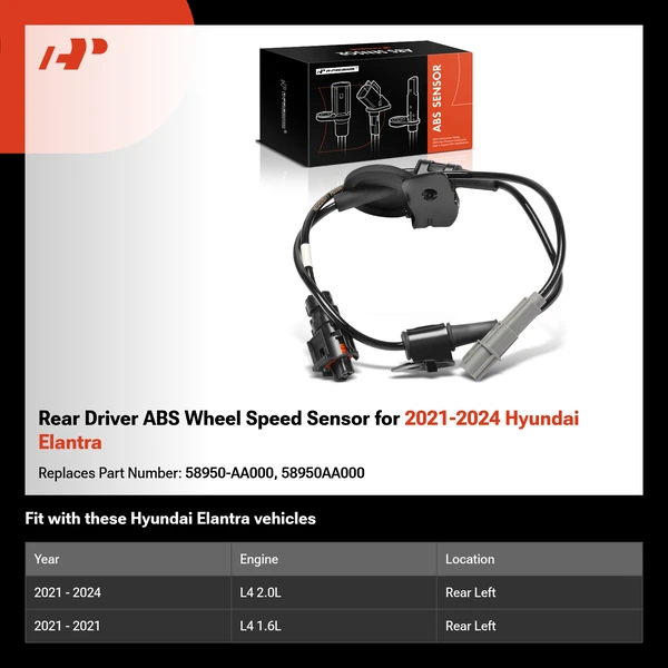 Rear Driver ABS Wheel Speed Sensor for 2021-2024 Hyundai Elantra