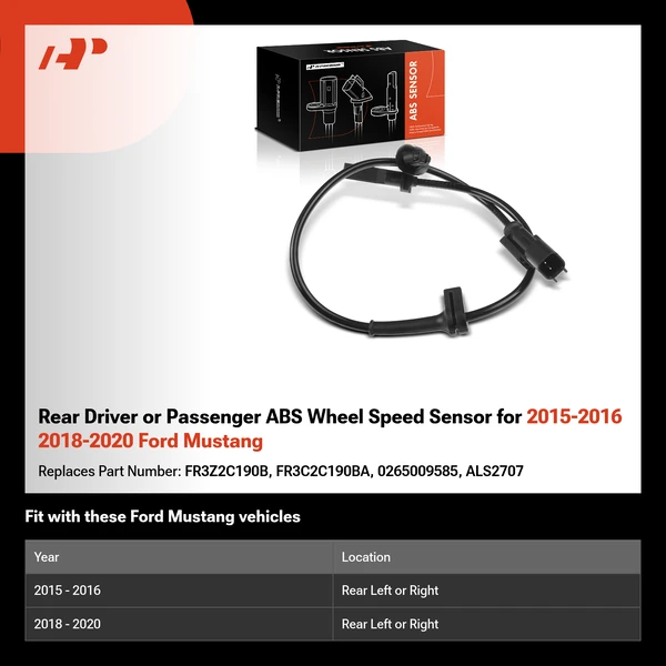 Rear Driver or Passenger ABS Wheel Speed Sensor for 2015-2016 2018-2020 Ford Mustang