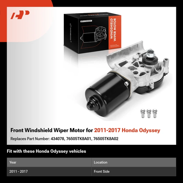 Front Windshield Wiper Motor for 2011-2017 Honda Odyssey