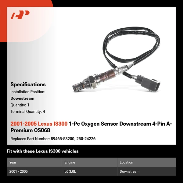 2001-2005 Lexus IS300 1-Pc Oxygen Sensor Downstream 4-Pin A-Premium OS068