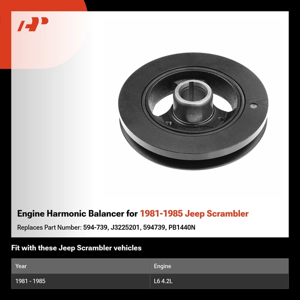 Engine Harmonic Balancer for 1981-1985 Jeep Scrambler