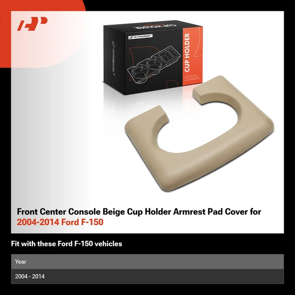 Front Center Console Beige Cup Holder Armrest Pad Cover for 2004-2014 Ford F-150