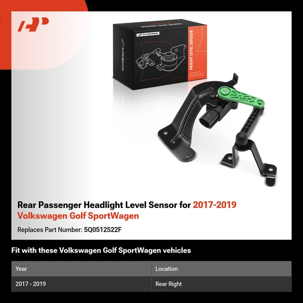 Rear Passenger Headlight Level Sensor for 2017-2019 Volkswagen Golf SportWagen
