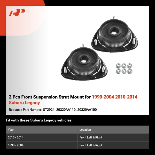 2 Pcs Front Suspension Strut Mount for 1990-2004 2010-2014 Subaru Legacy
