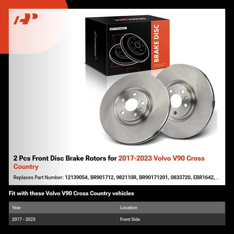 2 Pcs Front Disc Brake Rotors for 2017-2023 Volvo V90 Cross Country