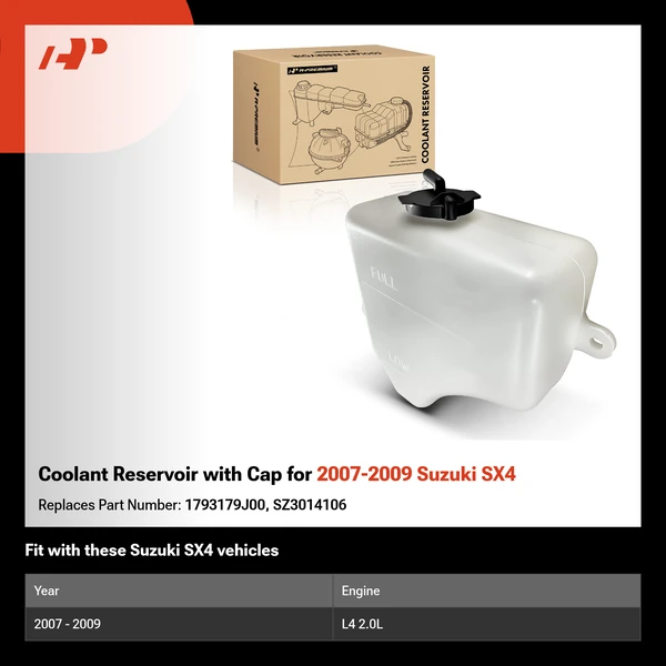 Coolant Reservoir with Cap for 2007-2009 Suzuki SX4