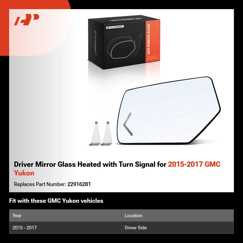 Driver Mirror Glass Heated with Turn Signal for 2015-2017 GMC Yukon