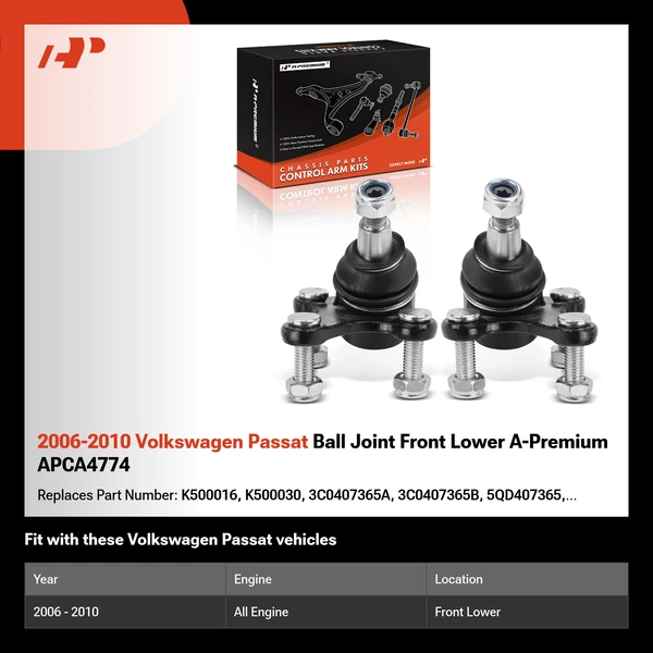 2006-2010 Volkswagen Passat Ball Joint Front Lower A-Premium APCA4774
