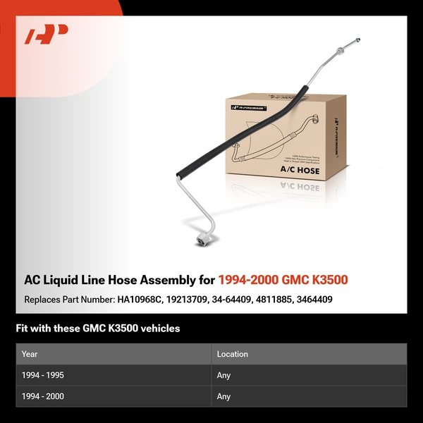 AC Liquid Line Hose Assembly for 1994-2000 GMC K3500