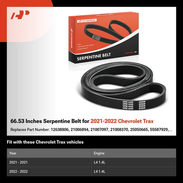 66.53 Inches Serpentine Belt for 2021-2022 Chevrolet Trax