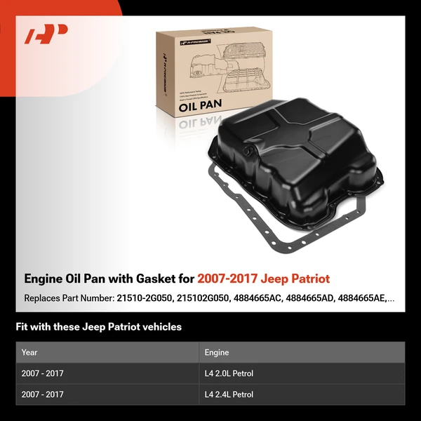 Engine Oil Pan with Gasket for 2007-2017 Jeep Patriot