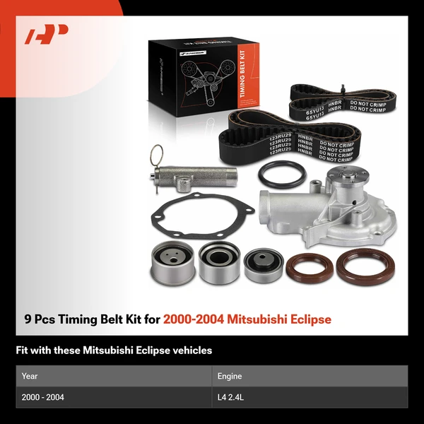 9 Pcs Timing Belt Kit for 2000-2004 Mitsubishi Eclipse