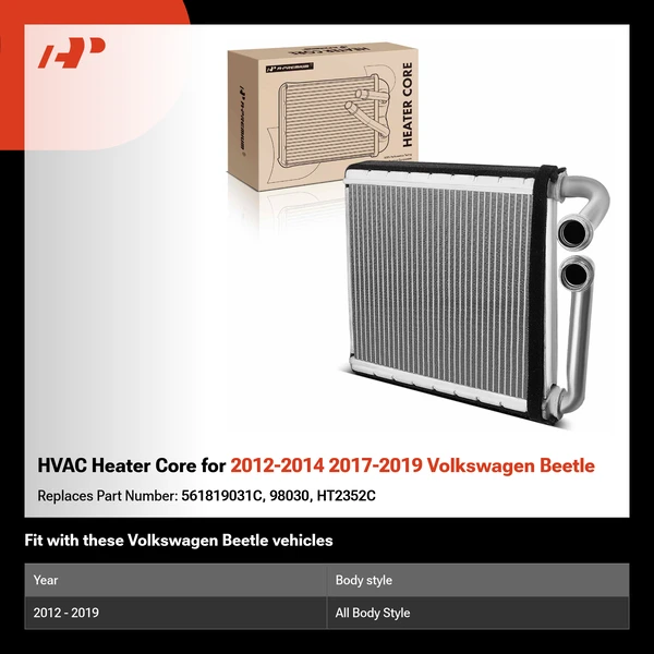 HVAC Heater Core for 2012-2014 2017-2019 Volkswagen Beetle