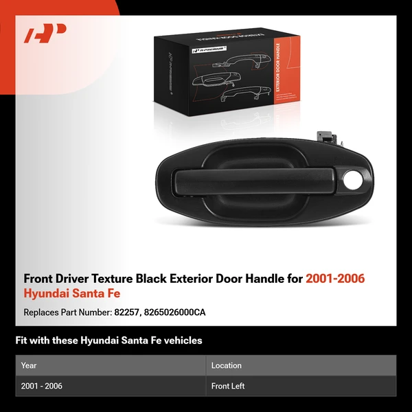 Front Driver Texture Black Exterior Door Handle for 2001-2006 Hyundai Santa Fe