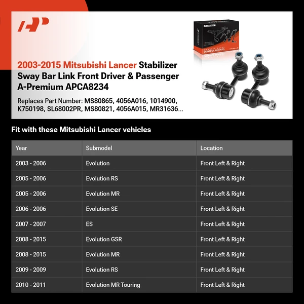 2003-2015 Mitsubishi Lancer Stabilizer Sway Bar Link Front Driver & Passenger A-Premium APCA8234