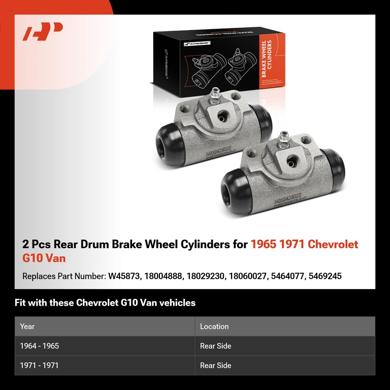 2 Pcs Rear Drum Brake Wheel Cylinders for 1965 1971 Chevrolet G10 Van