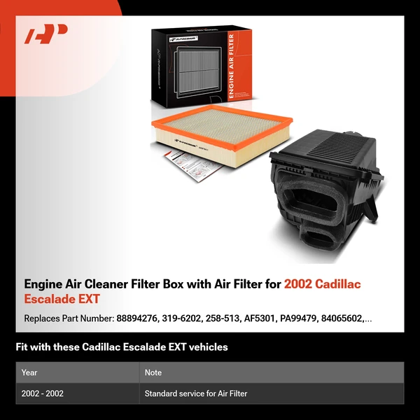 Engine Air Cleaner Filter Box with Air Filter for 2002 Cadillac Escalade EXT