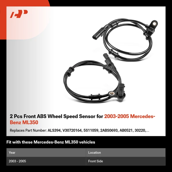 2 Pcs Front ABS Wheel Speed Sensor for 2003-2005 Mercedes-Benz ML350