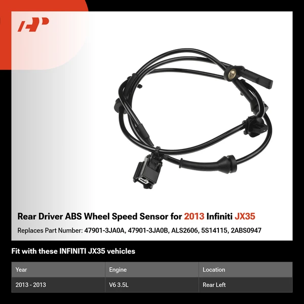 Rear Driver ABS Wheel Speed Sensor for 2013 Infiniti JX35