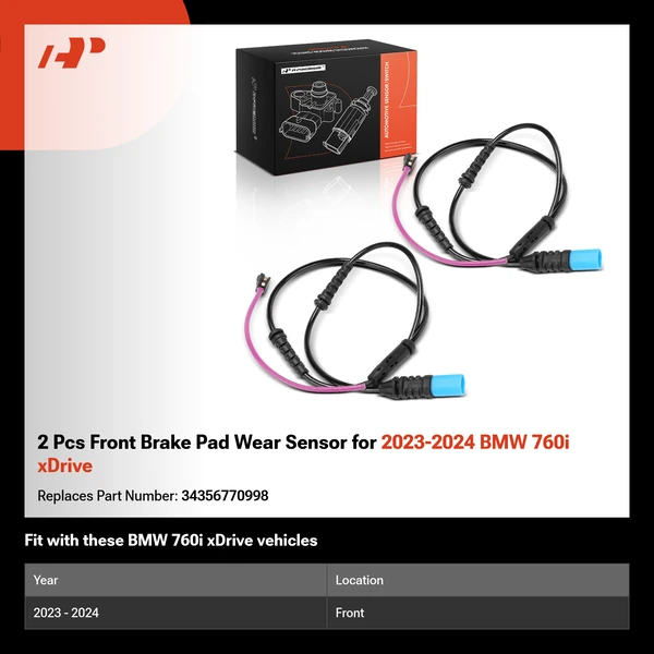 2 Pcs Front Brake Pad Wear Sensor for 2023-2024 BMW 760i xDrive