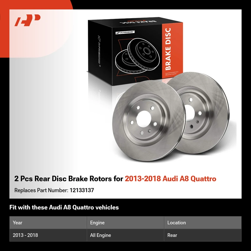 2 Pcs Rear Disc Brake Rotors for 2013-2018 Audi A8 Quattro