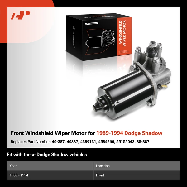 Front Windshield Wiper Motor for 1989-1994 Dodge Shadow
