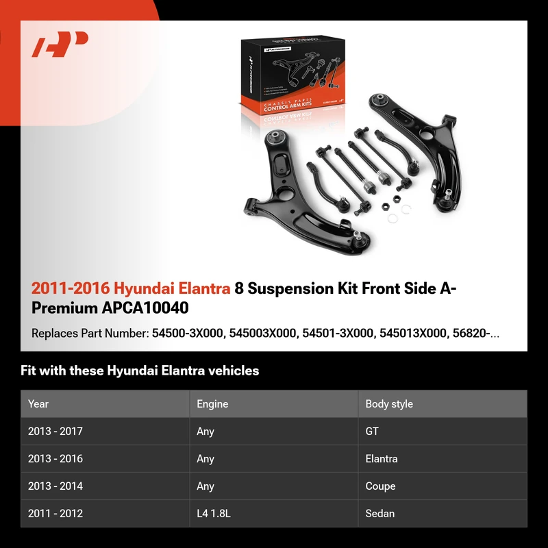 2011-2016 Hyundai Elantra 8 Suspension Kit Front Side A-Premium APCA10040