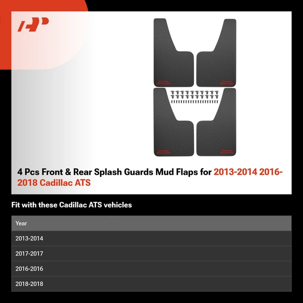 4 Pcs Front & Rear Splash Guards Mud Flaps for 2013-2014 2016-2018 Cadillac ATS
