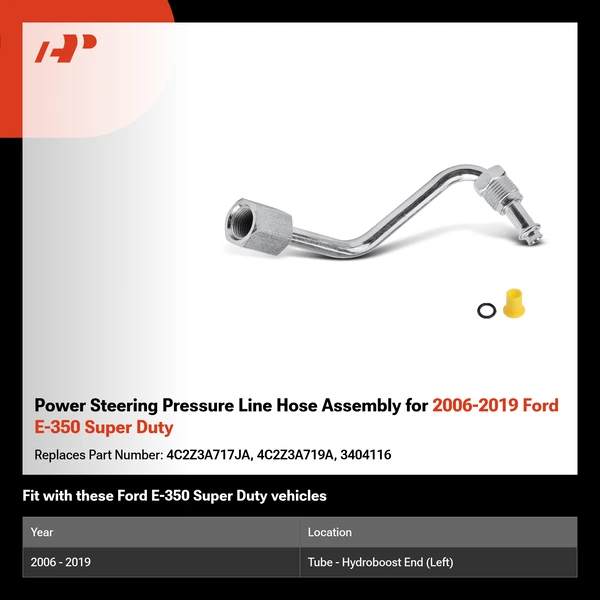 Power Steering Pressure Line Hose Assembly for 2006-2019 Ford E-350 Super Duty