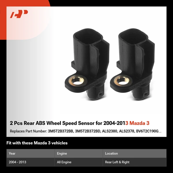 2 Pcs Rear ABS Wheel Speed Sensor for 2004-2013 Mazda 3