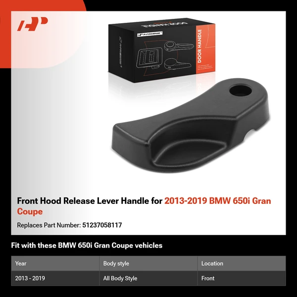 Front Hood Release Lever Handle for 2013-2019 BMW 650i Gran Coupe