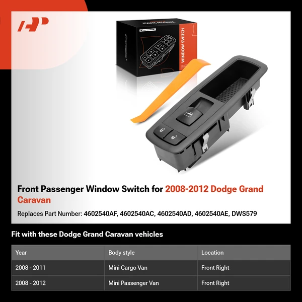 Front Passenger Window Switch for 2008-2012 Dodge Grand Caravan