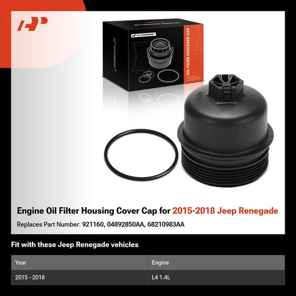 Engine Oil Filter Housing Cover Cap for 2015-2018 Jeep Renegade