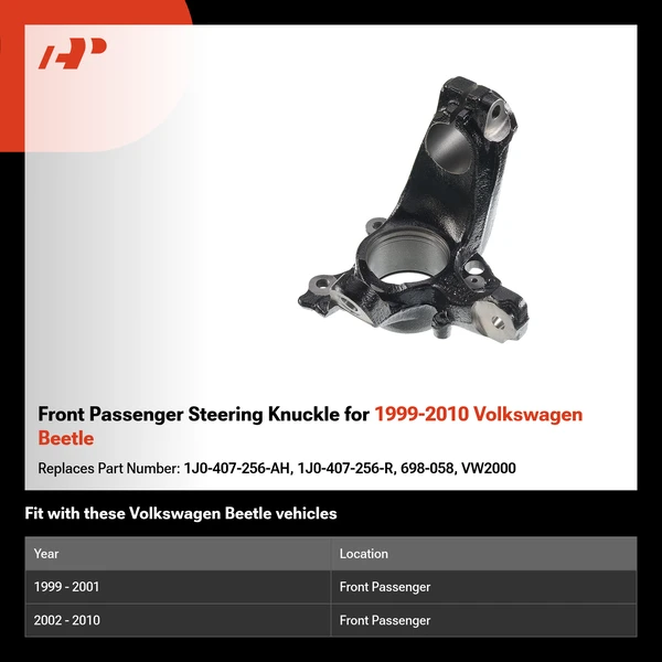 Front Passenger Steering Knuckle for 1999-2010 Volkswagen Beetle