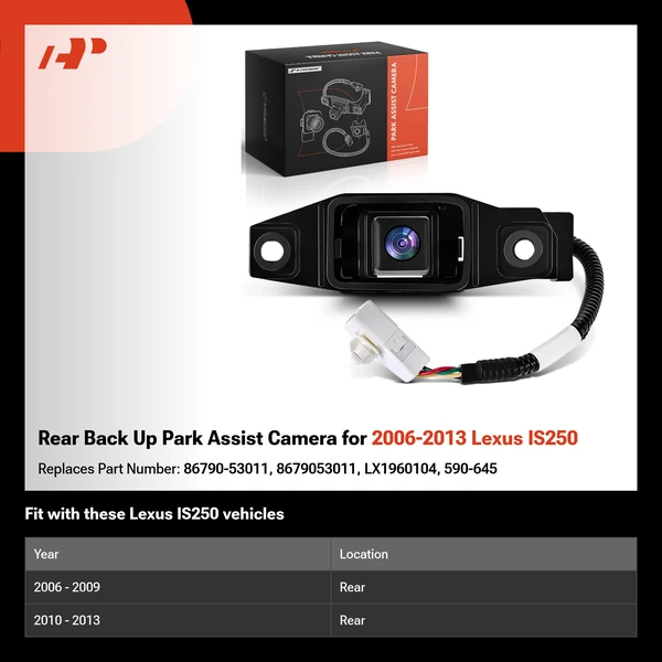 Rear Back Up Park Assist Camera for 2006-2013 Lexus IS250