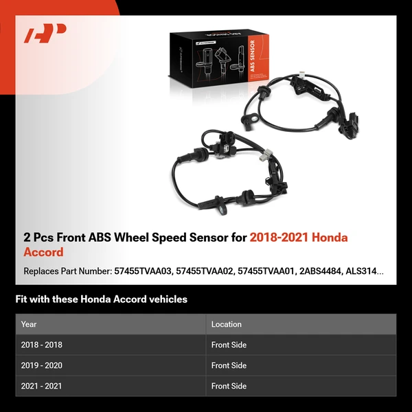 2 Pcs Front ABS Wheel Speed Sensor for 2018-2021 Honda Accord