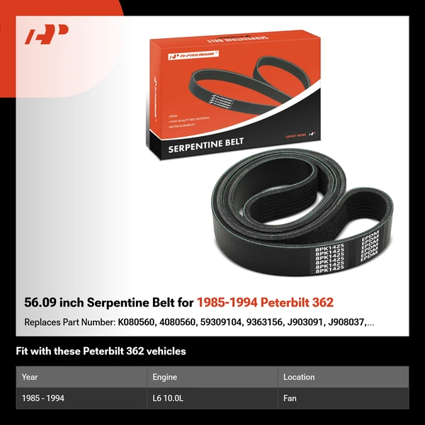 56.09 inch Serpentine Belt for 1985-1994 Peterbilt 362