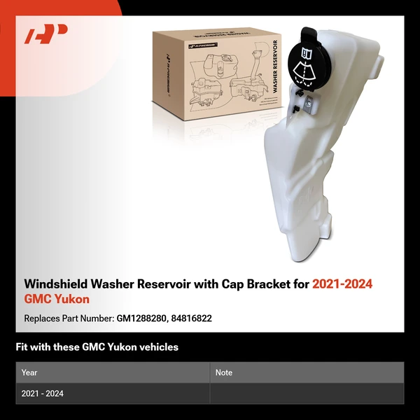 Windshield Washer Reservoir with Cap Bracket for 2021-2024 GMC Yukon